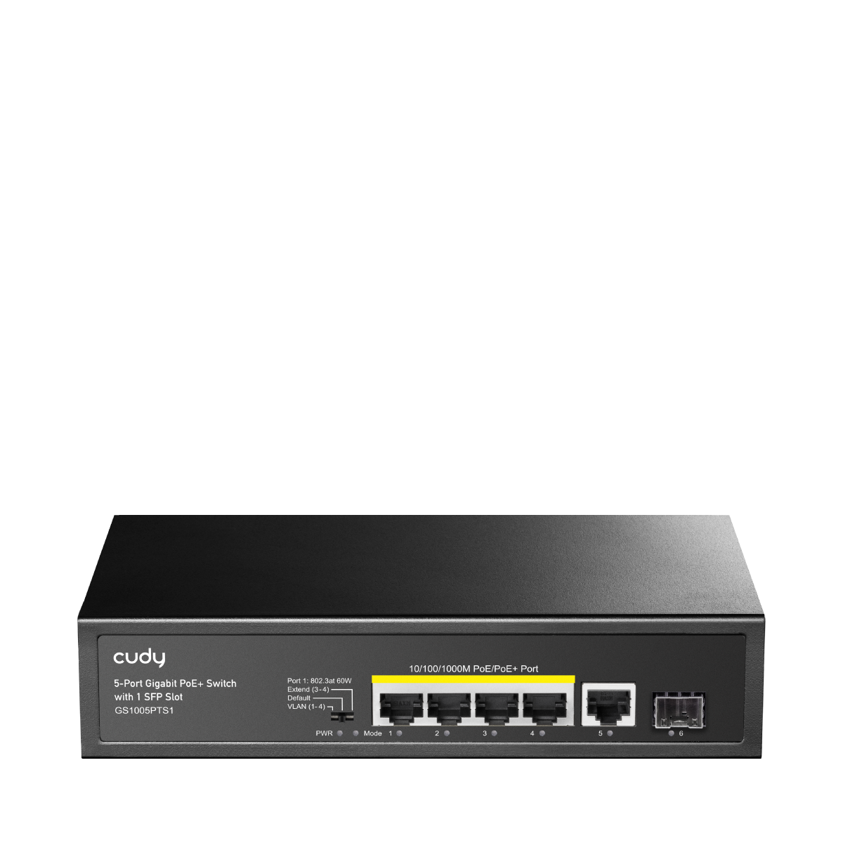 GS1005PTS1  5-Port Gigabit PoE+ Switch with 1 SFP Slot